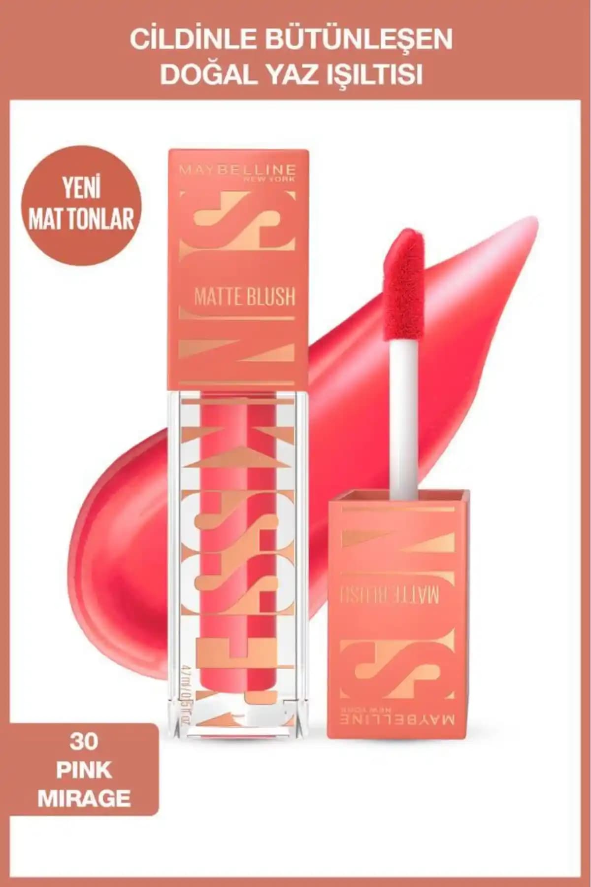 Maybelline Sunkisser Hazy Matte Likit Allık Pembe Mirage ile doğal ve mat görünüm sağlayan makyaj ürünü
