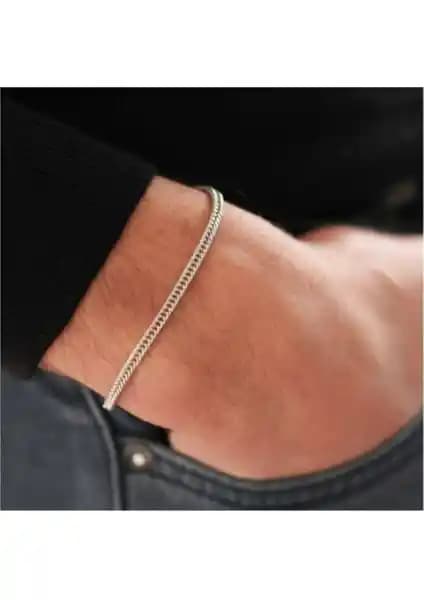 Medblack Jewelry Unisex Gümüş Tilki Kuyruğu Zincir Bileklik Şık ve Zarif Tasarım