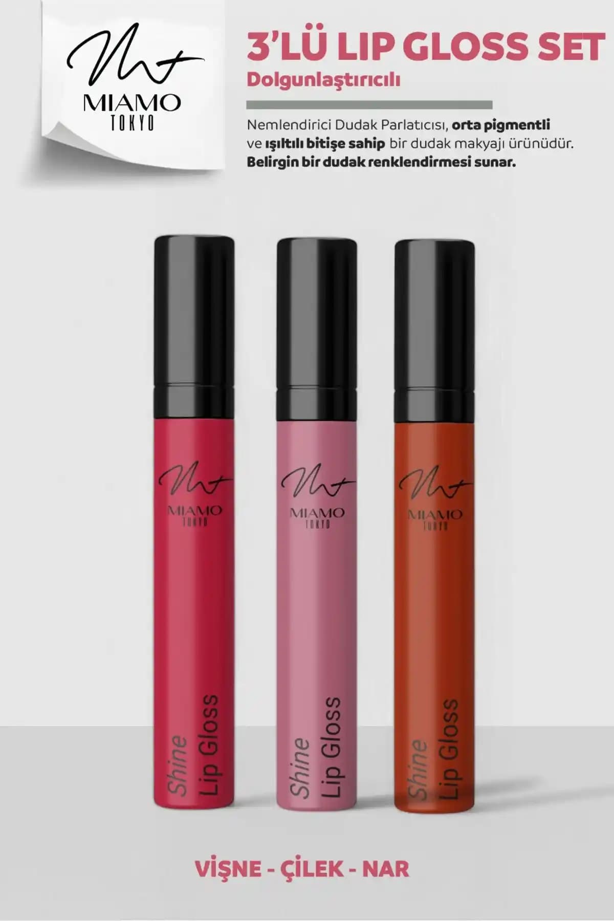 Miamo Tokyo 3'lü Lip Gloss Seti Dudaklara Parlaklık ve Dolgunluk Katmanın Şık Yolu