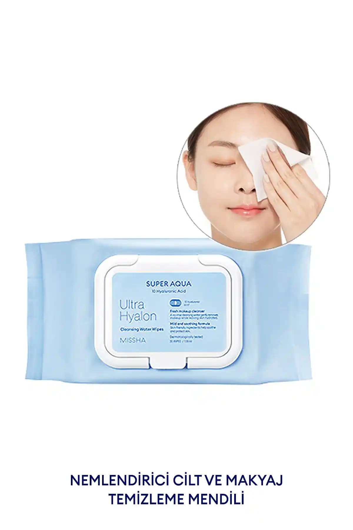 Missha Hyalüronik Asitli Su Bazlı Makyaj Temizleme Mendili Cilt Temizliği ve Nemlendirme İçin