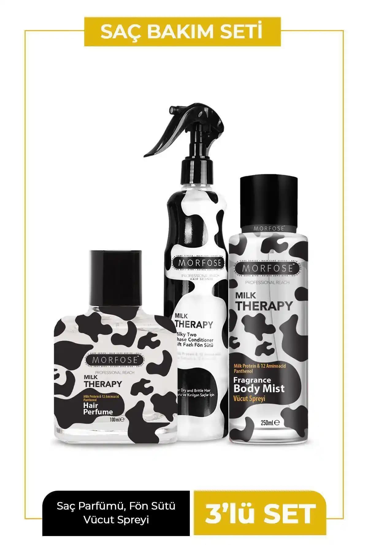 Morfose Milk Therapy Vücut Spreyi 3'lü Bakım Seti: Doğal Parlaklık ve Hacim Sağlayan Güvenli Ürün