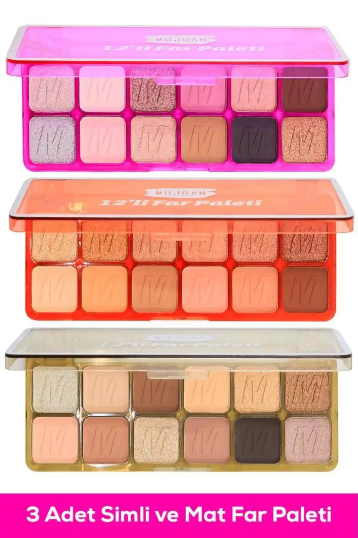 MUJGAN 12'li Simli ve Mat Far Paleti: Renkli ve Çok Yönlü Makyaj Seçeneği