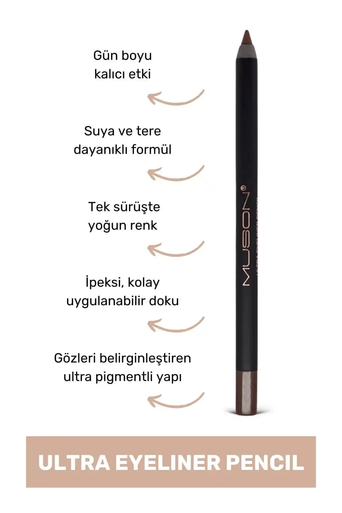 Muson 102 Brown Kohl Effect Ultra Eyeliner Pencil: Doğal ve Kalıcı Göz Makyajı İçin Idealdir
