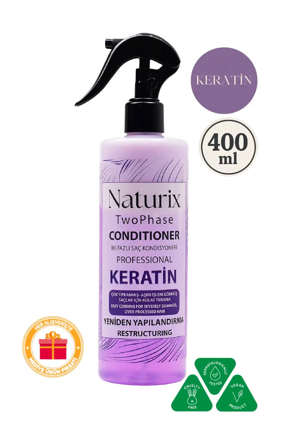 Naturix Keratin İki Fazlı Saç Bakım ve Fön Suyu: Güçlendirici ve Koruyucu Saç Bakım Ürünü