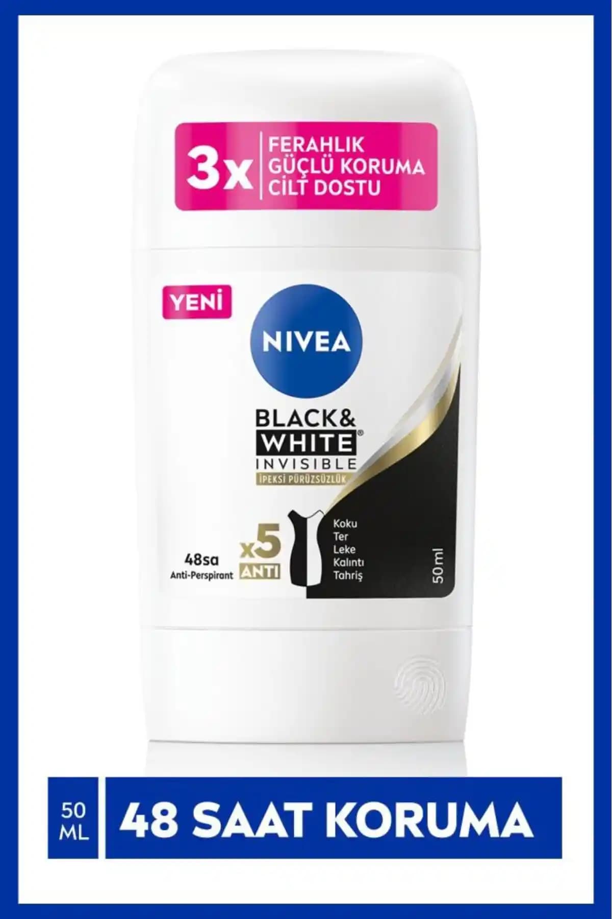 NIVEA Kadın Black&White Invisible Stick Deodorant Günlük Koruma ve Leke Önleyici Özellikler