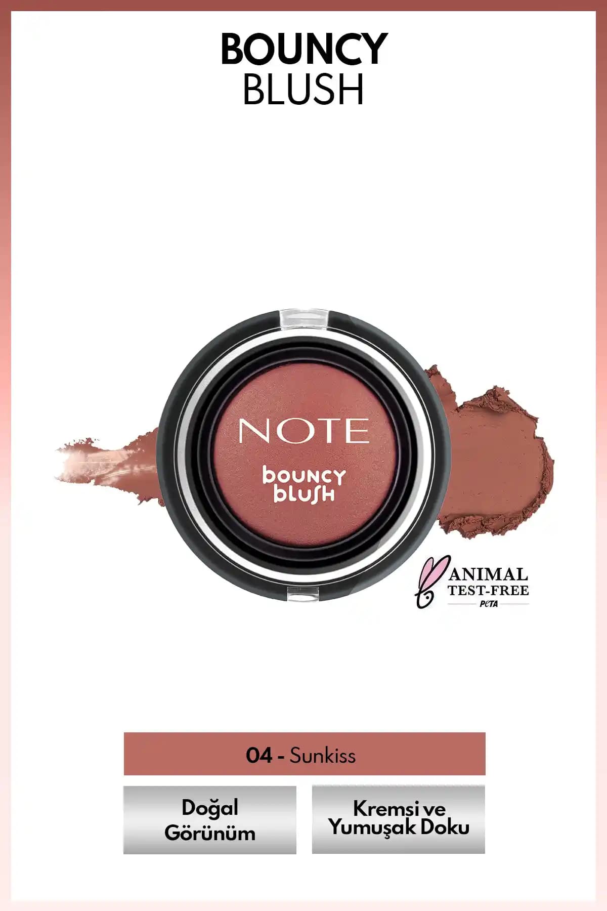 Note Cosmetics Bouncy Blush 04 Sunkiss Yumuşak Kremsi Allık Doğal ve Kalıcı Görünüm Sağlar
