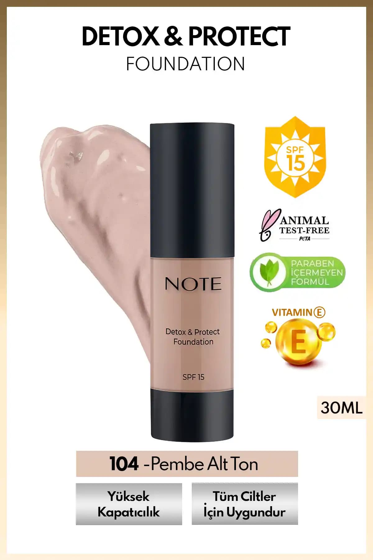 Note Cosmetics Detox & Protect Foundation SPF 15: Yüksek Kapatıcılık ve Doğal Görünüm Sunan Makyaj Ürünü