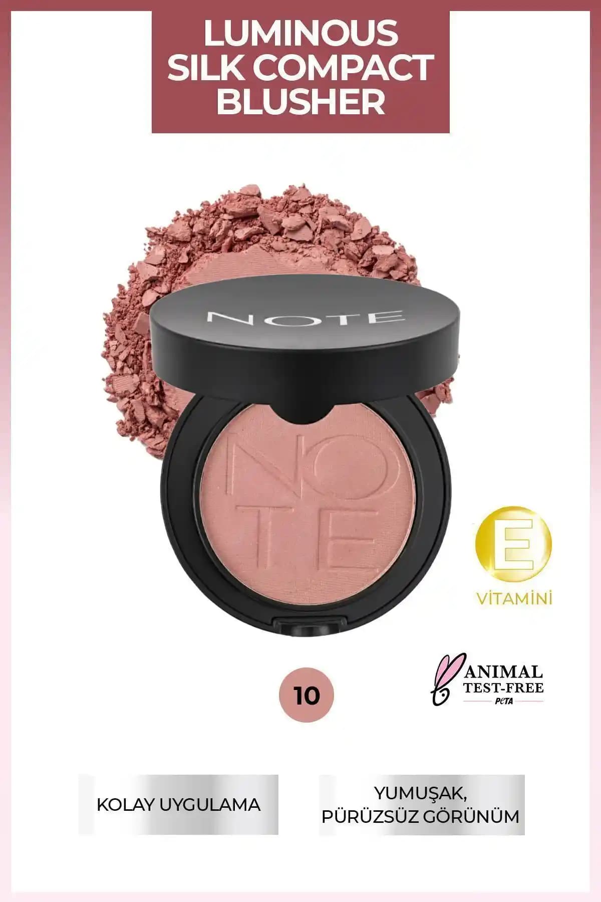 Note Cosmetics Luminous Silk Compact Allık Pink Paradise - Doğal ve Kalıcı Pembe Tonlu Makyaj Ürünü