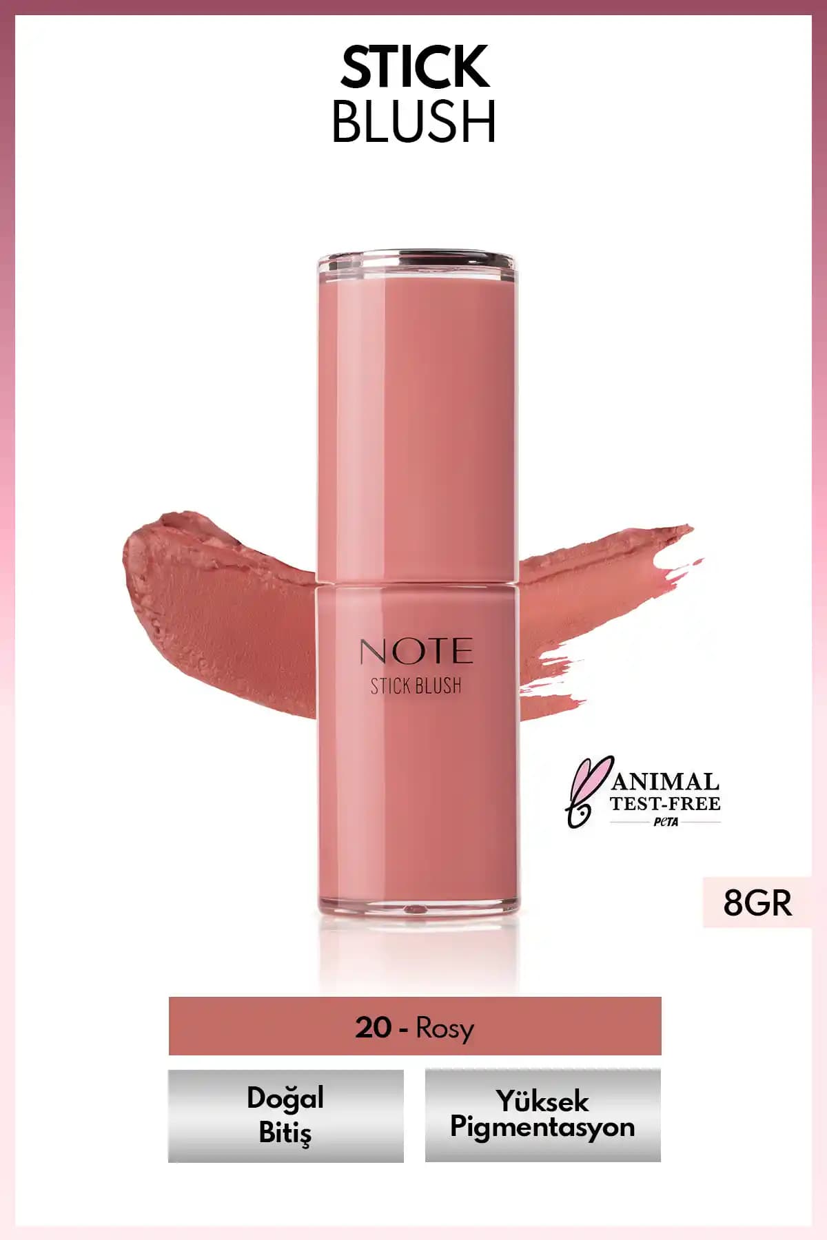 Note Cosmetics Stick Blush Rosy ile Doğal ve Kalıcı Gülümseme Yaratın