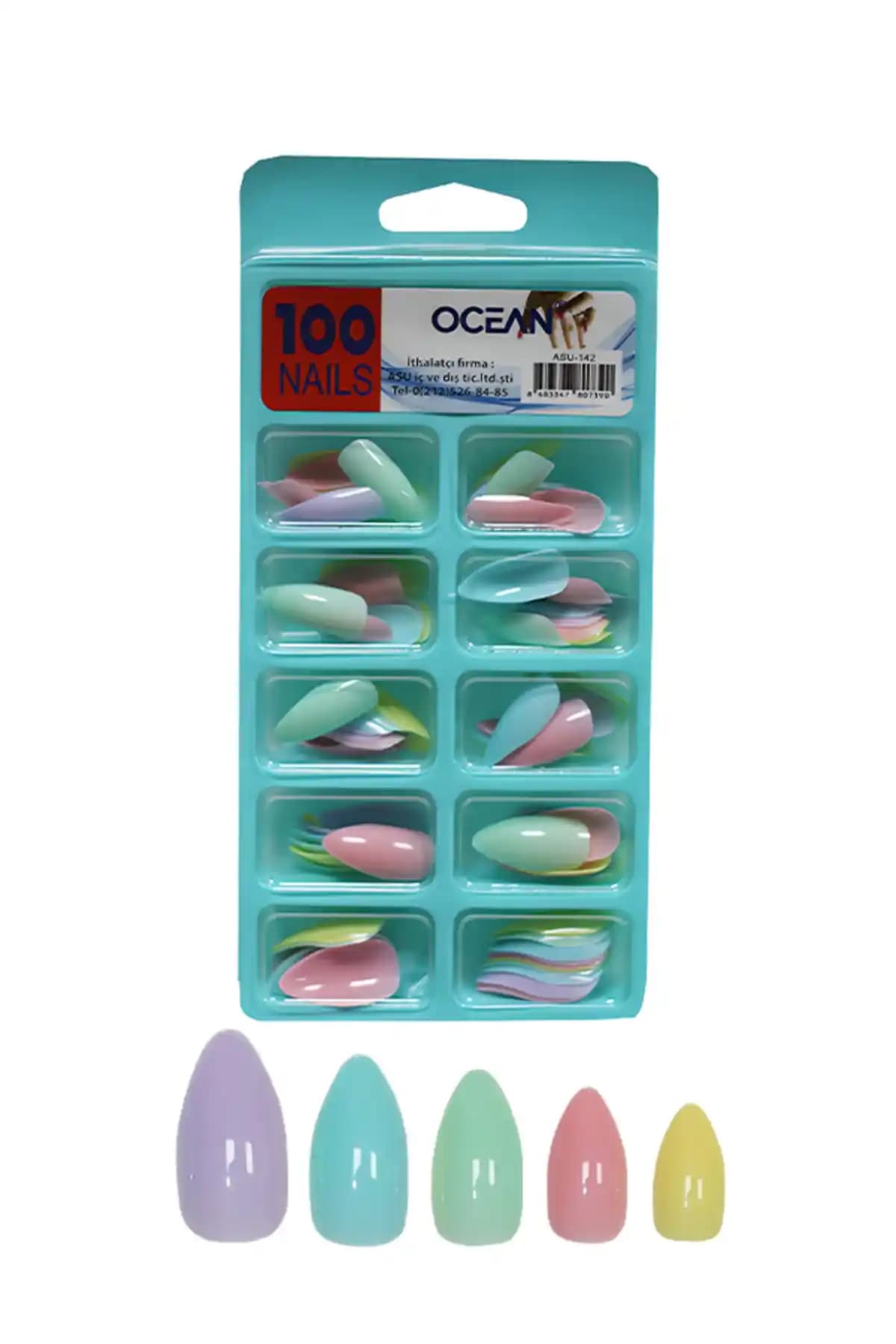 Ocean Takma Tırnak 100'lü Renkli Protez Tırnak Seti, Kolay Uygulama ve Estetik Tasarım