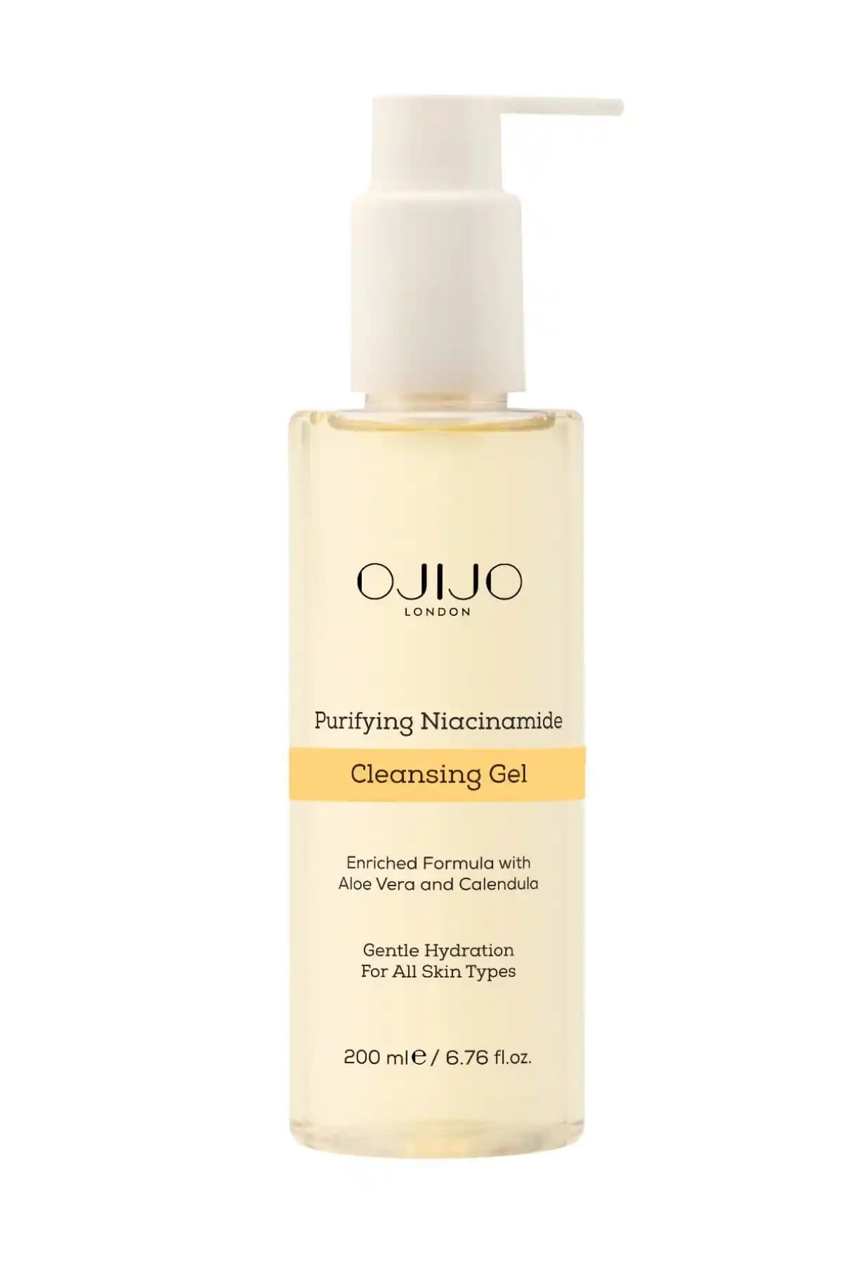 OJIJO LONDON Niasinamid Arındırıcı Yüz Temizleyici Jel Tüm Cilt Tipleri İçin Derinlemesine Temizlik ve Nem Dengeleyici