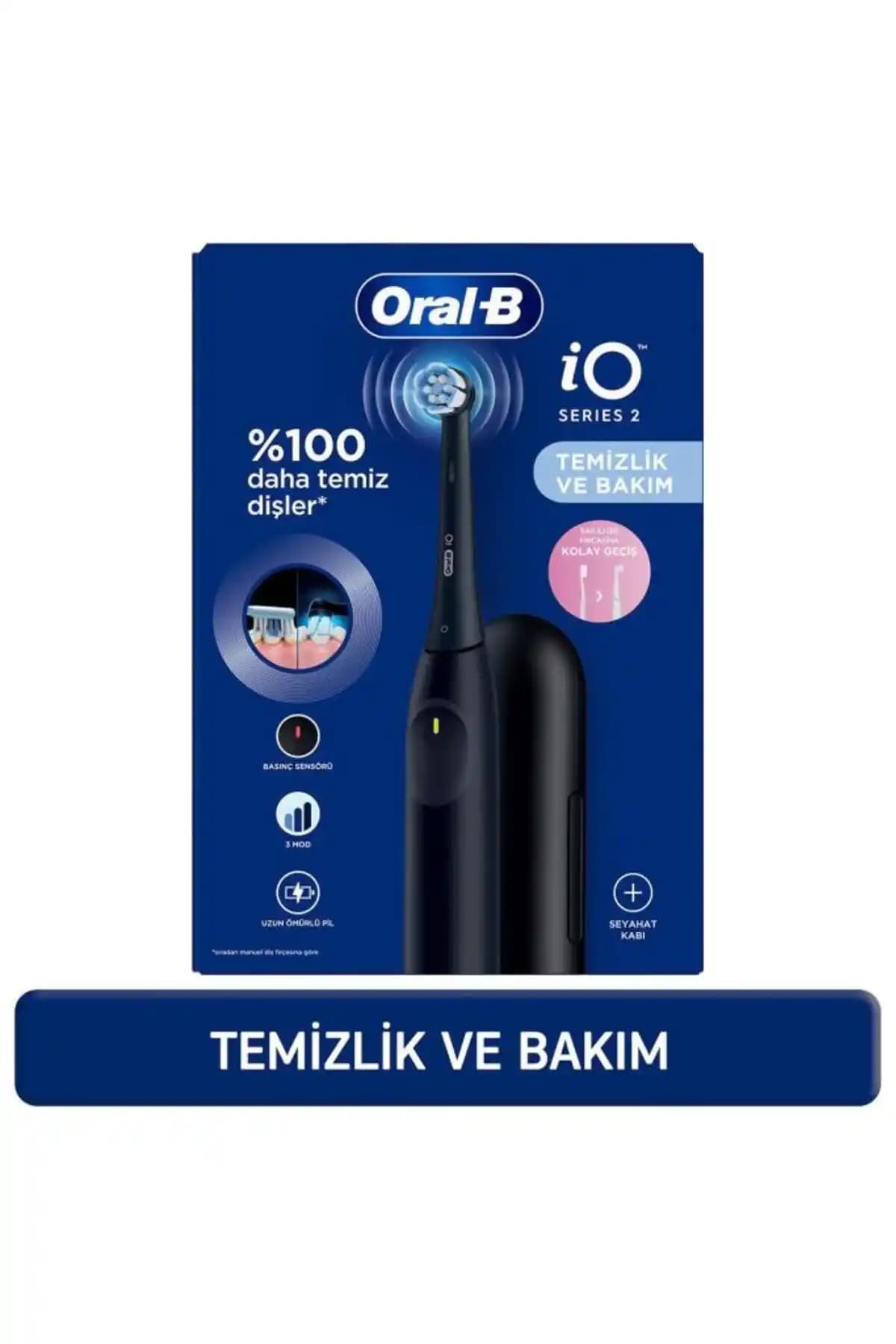 Oral-B İo 2 Gece Siyahı Şarjlı Elektrikli Diş Fırçası Gelişmiş Temizlik ve Kullanıcı Deneyimi