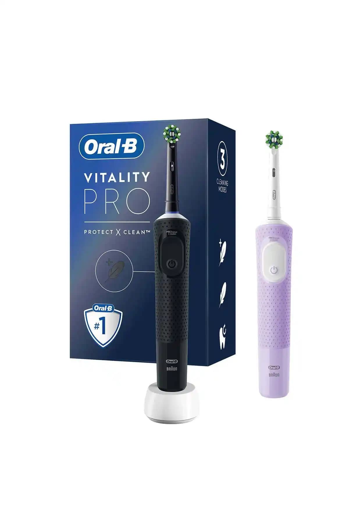 Oral-B Vitality Pro 2'li Elektrikli Diş Fırçası Siyah ve Lila Avantaj Paketi