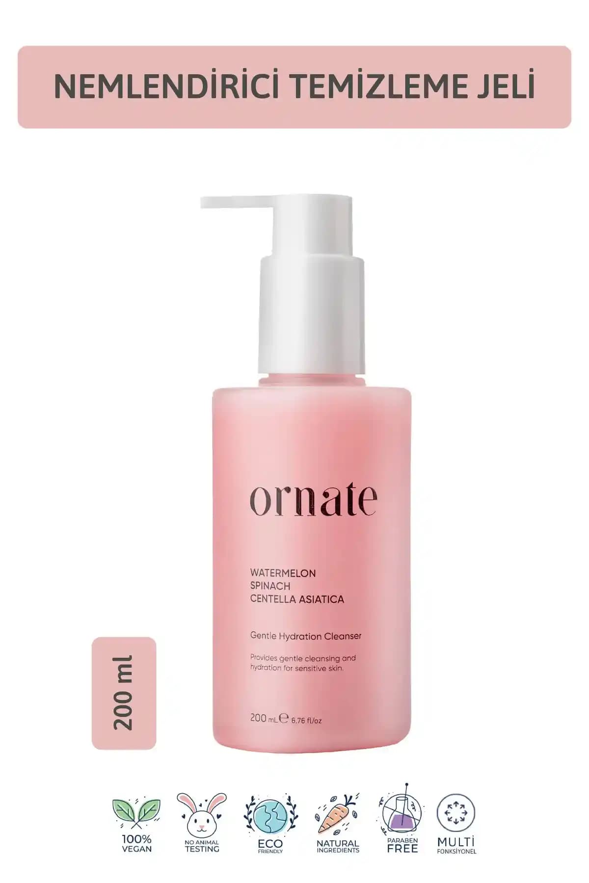 Ornate Tüm Ciltler İçin Nemlendirici Yüz Temizleme Jeli: Derinlemesine Temizlik ve Nemlendirme Sağlar