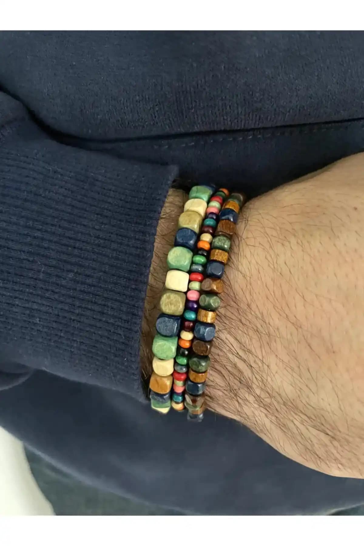 Padore Ahşap Üçlü Bileklik: Modern ve Şık Doğal Taş Aksesuarı