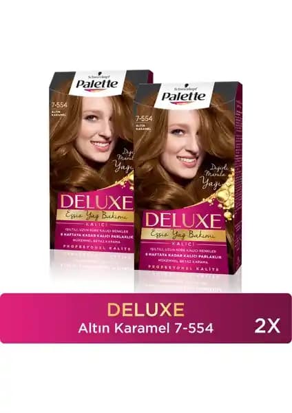 Palette Deluxe Saç Boyası 7-554 Altın Karamel: Uzun Süre Kalıcı ve Parlak Saç Rengi