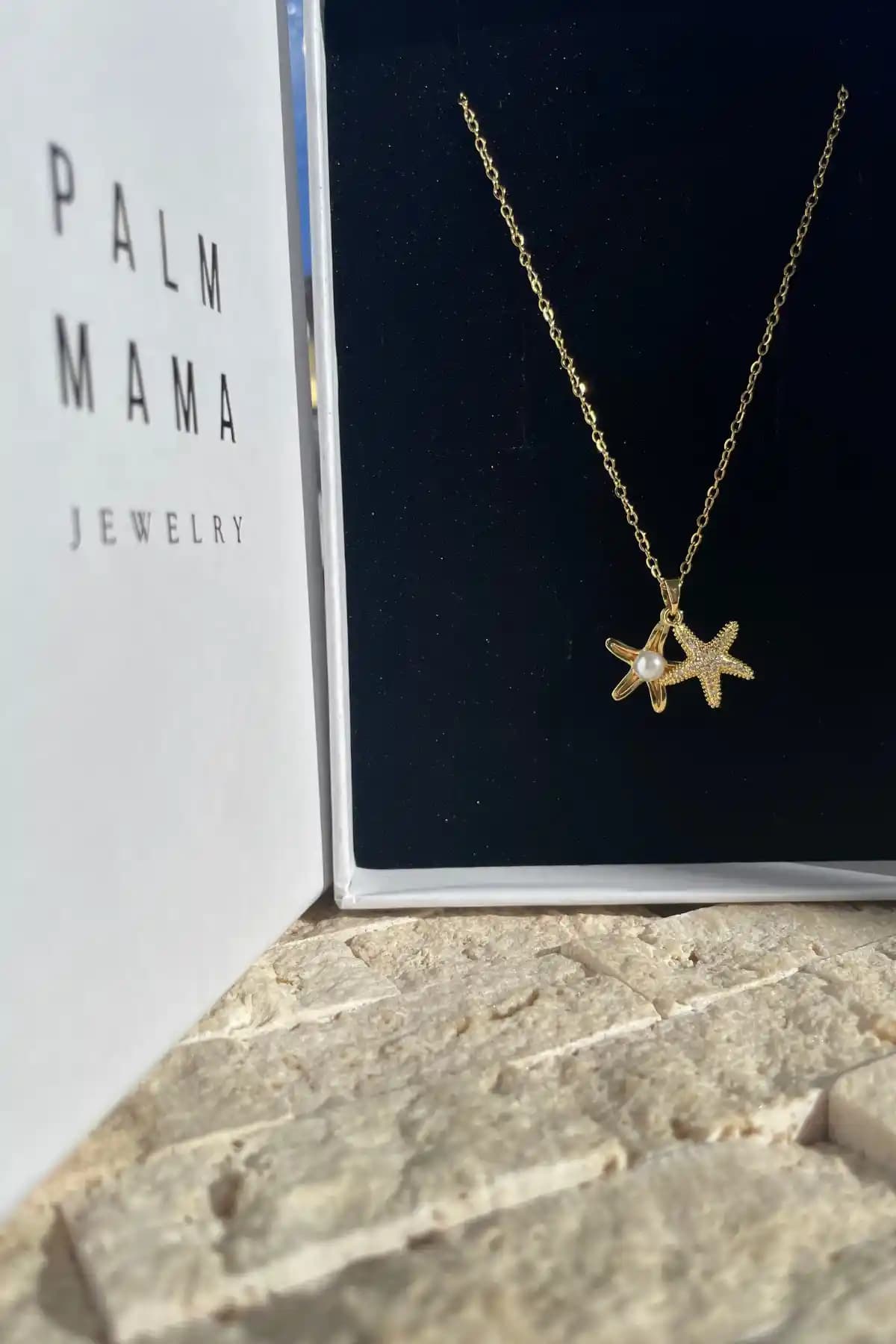 Palm Mama Jewelry Altın Deniz Kızı Yıldızlı İncili Zarif Kolye: Şıklık ve Dayanıklılık Bir Arada