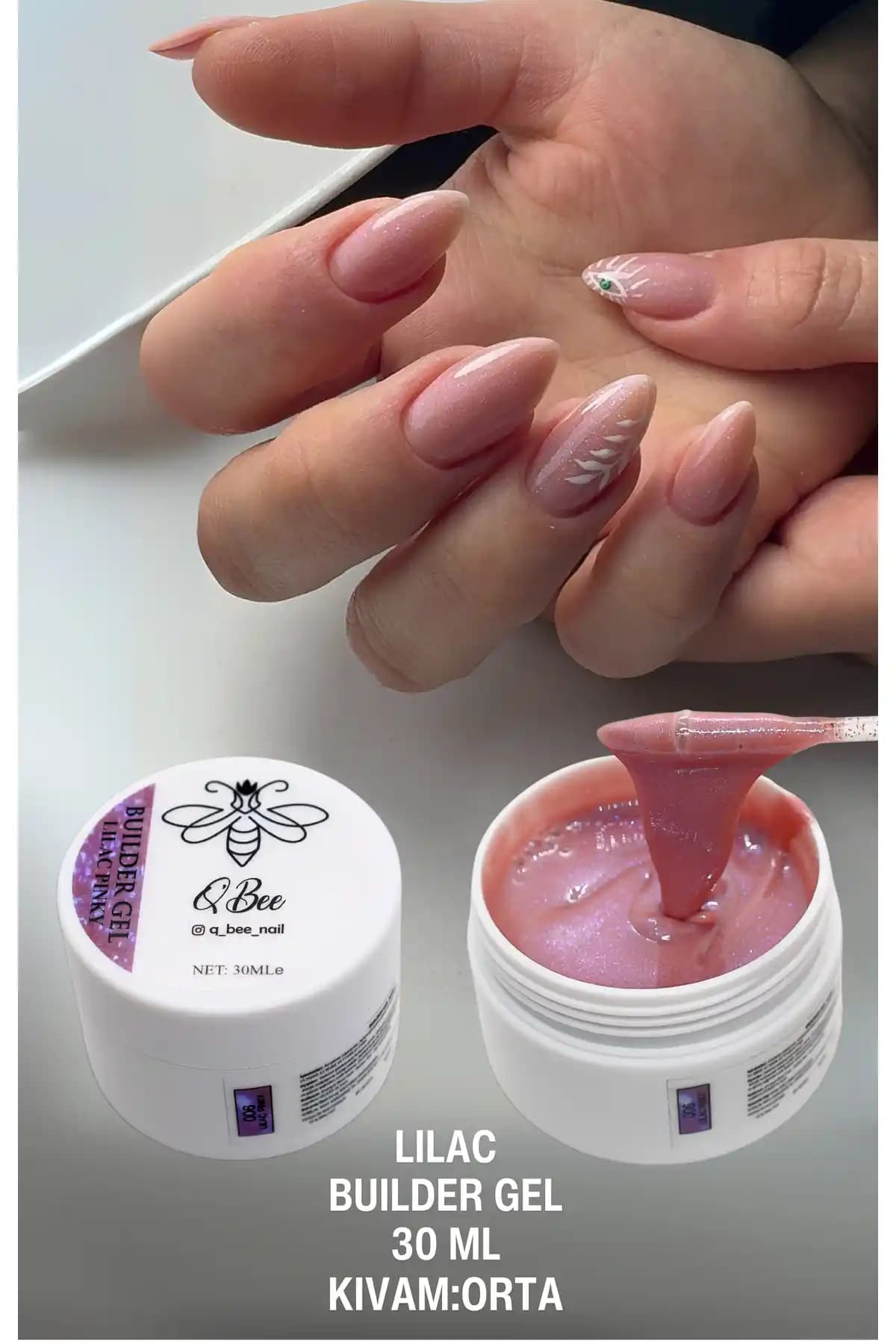 QBEE PROFESSIONAL 30ml Protez Tırnak Jeli Builder Gel Lilac Pinky ile dayanıklı ve parlak tırnaklar elde edin