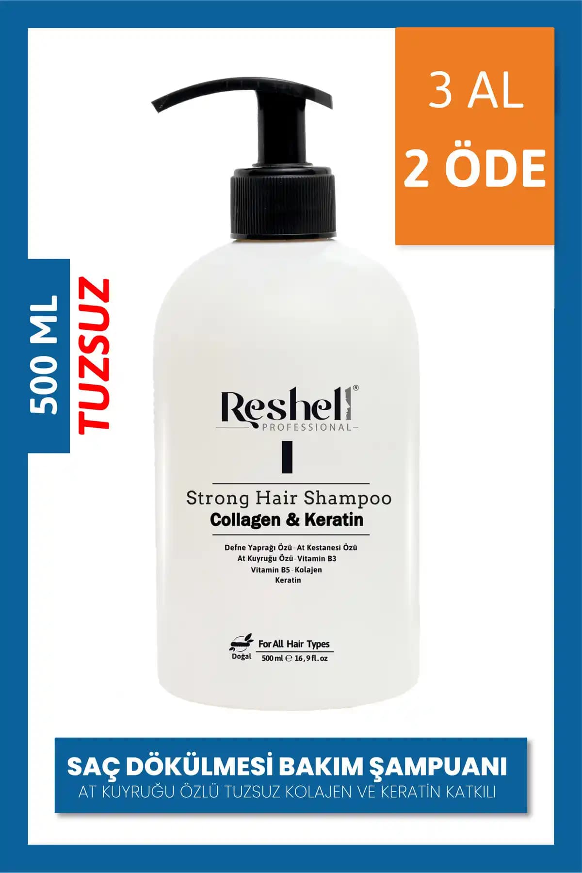 Reshell Saç Dökülmesine Karşı Güçlendiren ve Sağlıklı Saçlar İçin Uygun Bakım Şampuanı