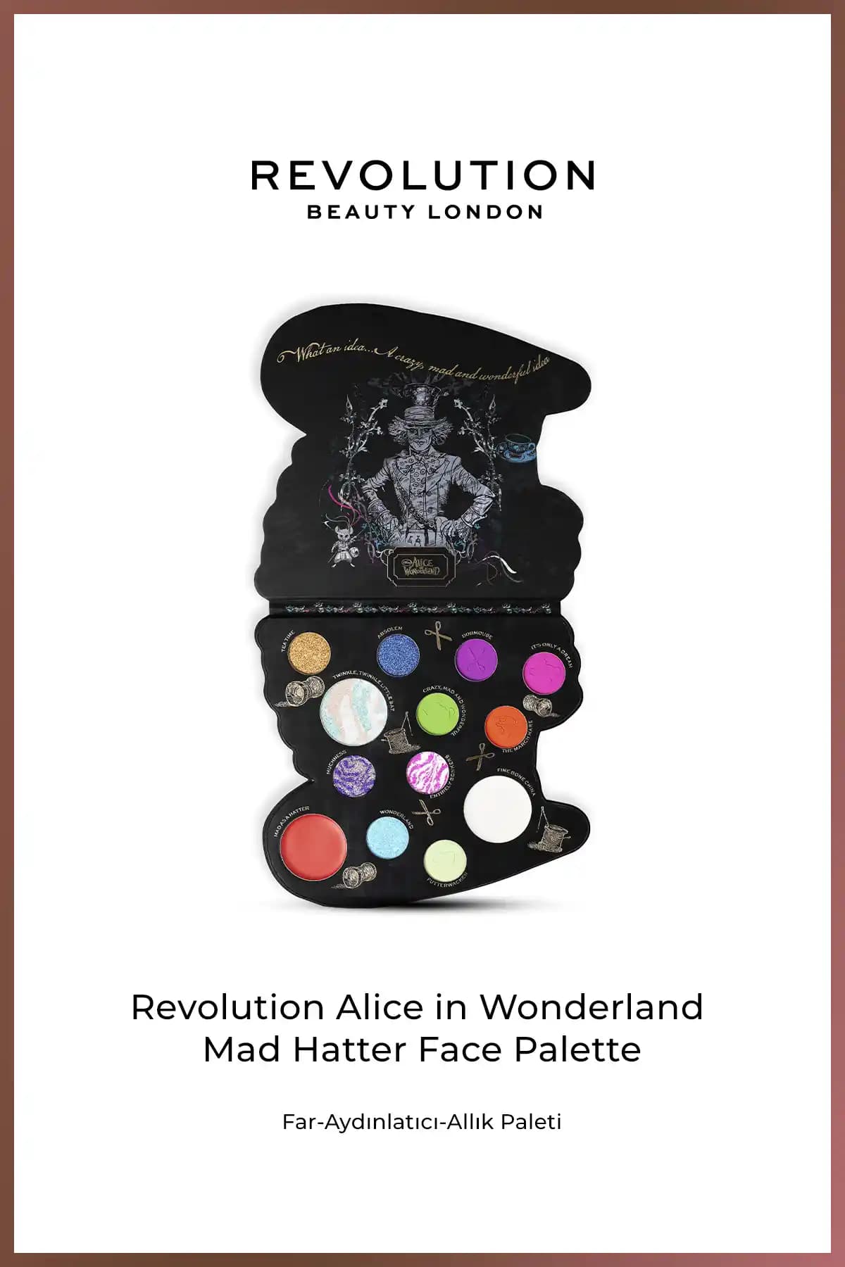 Revolution Alice in Wonderland Mad Hatter Göz Farı Paleti Renkli ve Parlak Makyaj İçin Uygun