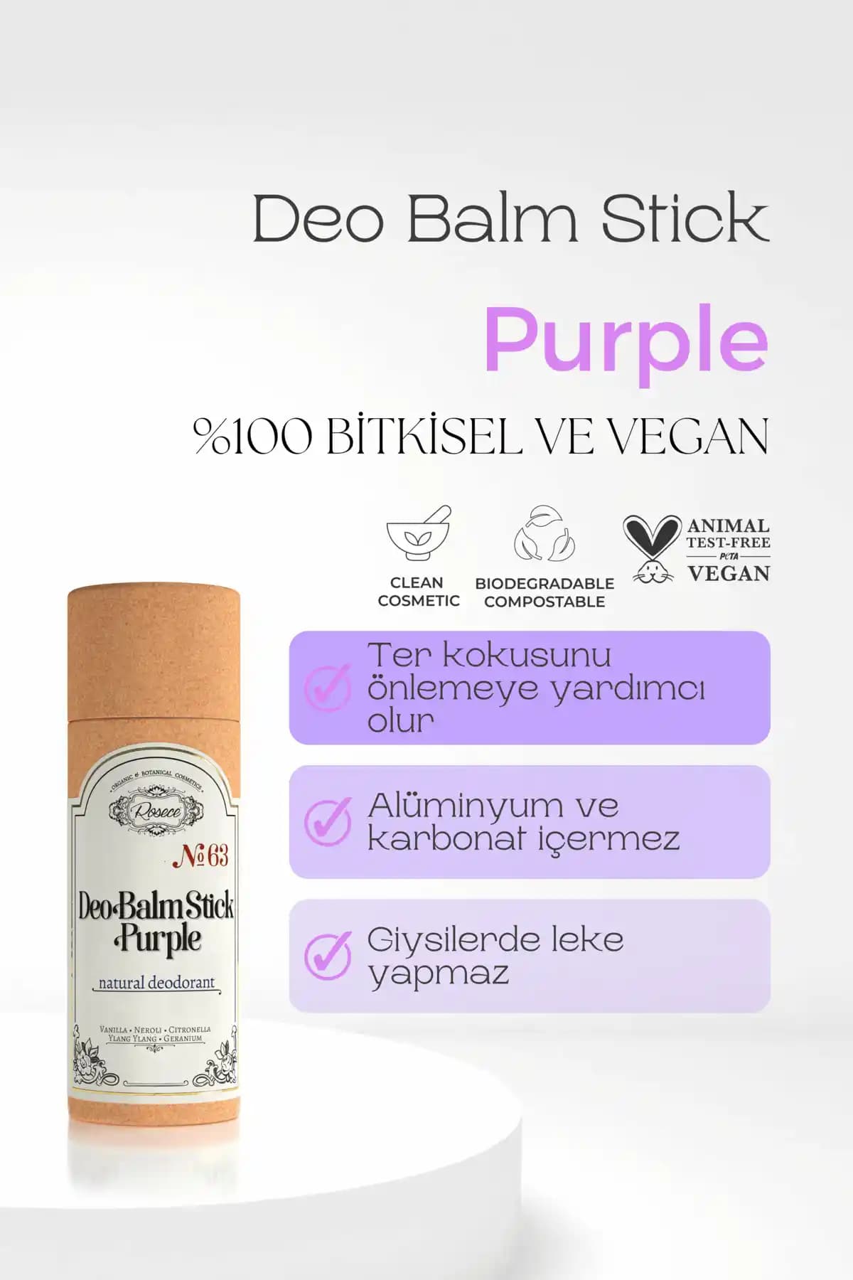 Rosece Deo Balm Stick Purple Doğal ve Etkili Ter Önleyici Ürün Özellikleri ve Faydaları