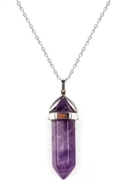 Ryso Store Ametist Doğal Taş Pandül Kolye: Estetik ve Ruhsal Faydalar Sunan Takı