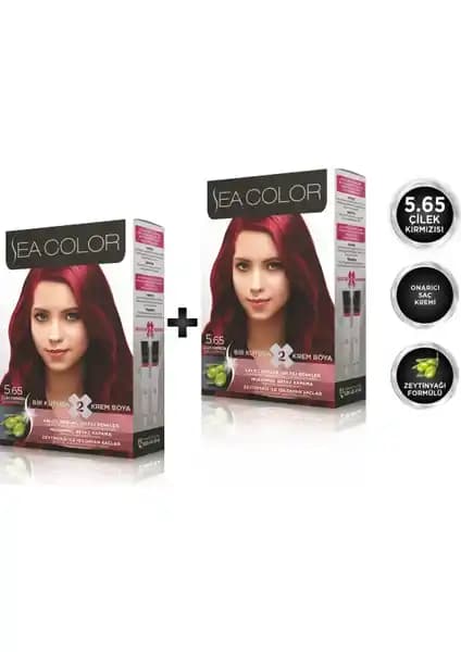 Sea Color 5.65 Çilek Kırmızısı Set Boya ile Doğal ve Kalıcı Saç Renkleri