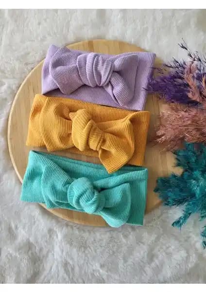 Seher Bebe Butik Kız Bebek ve Çocuk Ribana Bandana 3'lü Seti Şıklık ve Konfor Sunar