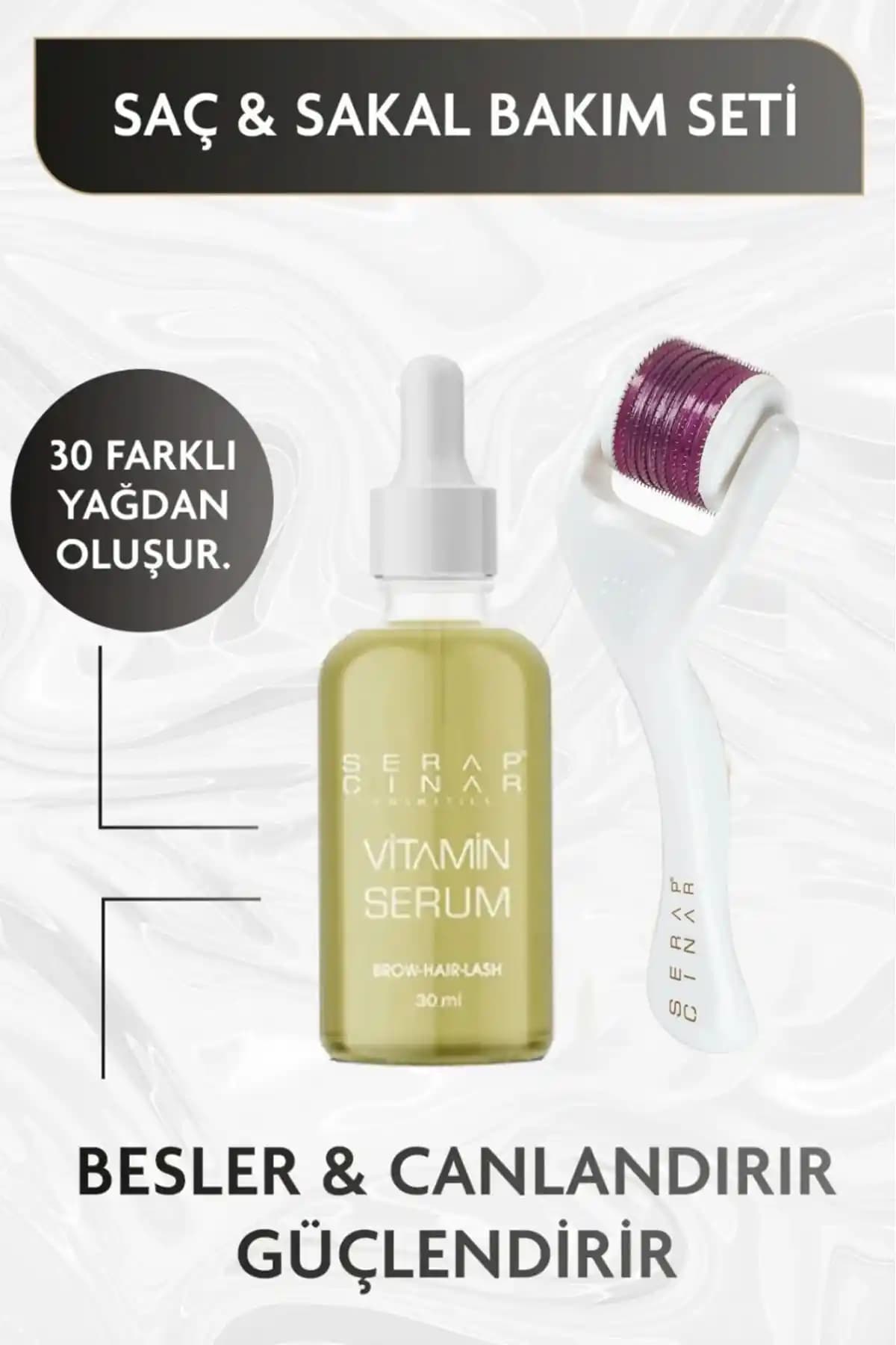 Serap Çınar Kozmetik Saç ve Sakal Kıran Alopesi İçin Etkili Vitamin Serum Seti