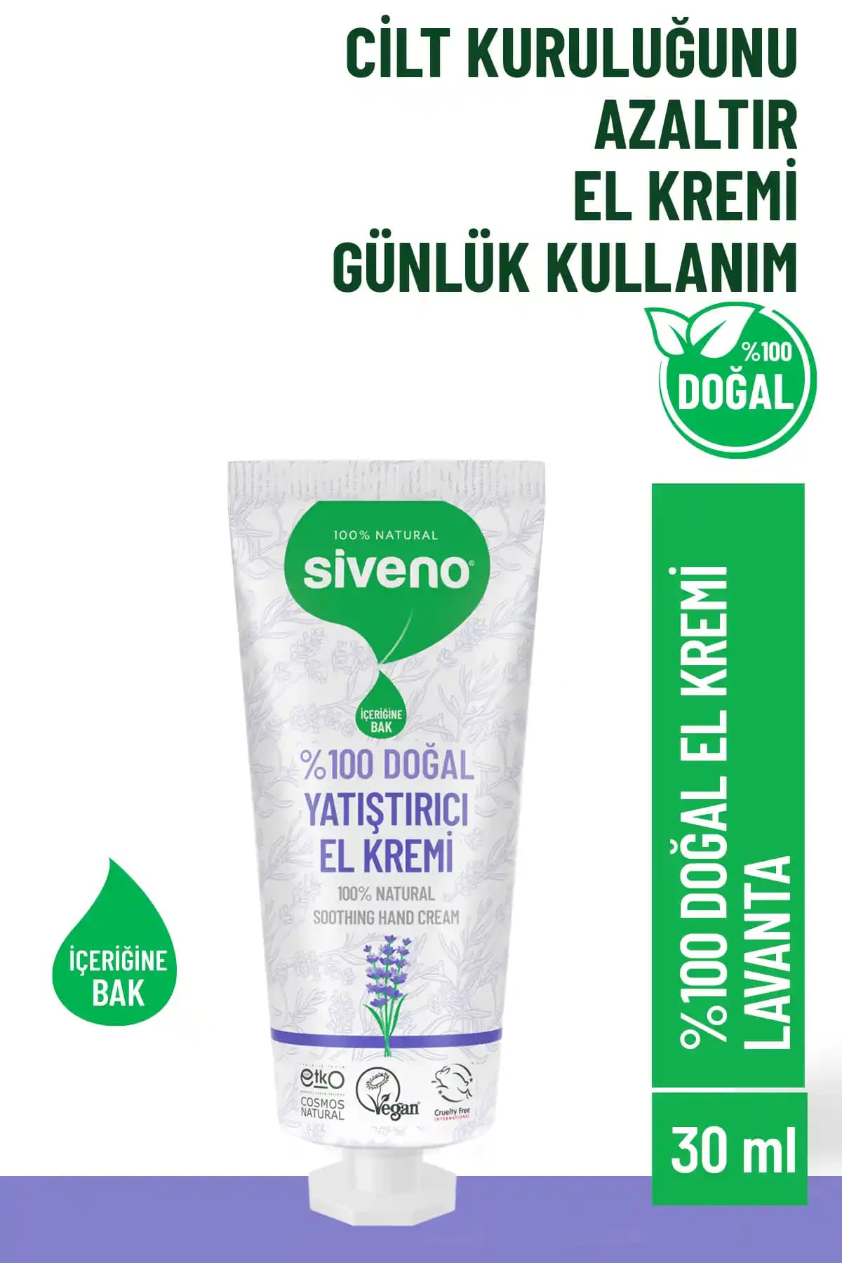 Siveno %100 Doğal Lavanta İçerikli El ve Vücut Kremi - Hassas Ciltler İçin Doğal Bakım