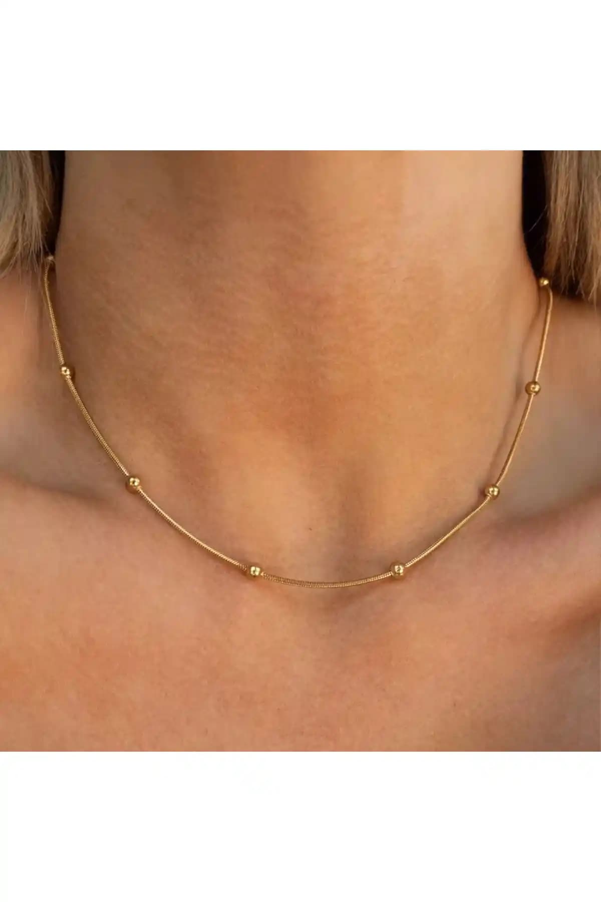 Siya Silver Kararmaz Çelik Dorika Toplu Zincir Kolye 45 cm Kadınlar İçin Modern ve Dayanıklı Aksesuar