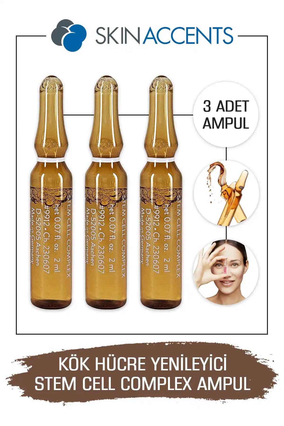 Skin Accents Üçlü Kök Hücre Ampul Serumu ile Cilt Yenileme ve Gençlik Desteği