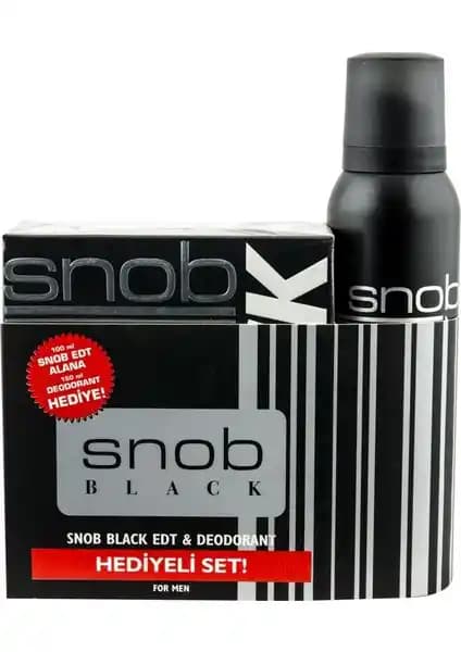 Snob Black Erkek Parfümü ve Deodorant Seti 100 ml Eau de Toilette Odunsu Koku