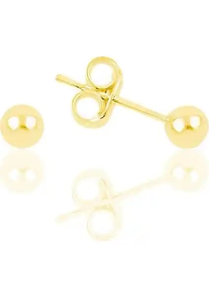 Söğütlü Silver Gümüş Altın Yaldızlı 3 mm Küçük Top Küpe - Zarif ve Dayanıklı Takı Seçeneği