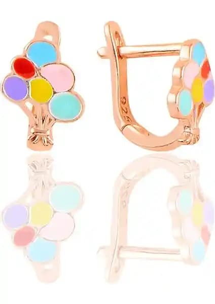 Söğütlü Silver Gümüş Rose Mineli Renkli Balonlar Küpe - Zarif ve Şık Tasarım