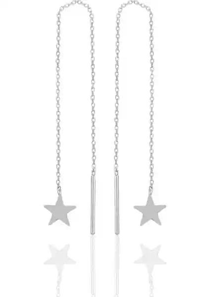 Söğütlü Silver Rodyumlu Yıldız Zincir Küpe Şık ve Hafif Tasarım Özellikleri