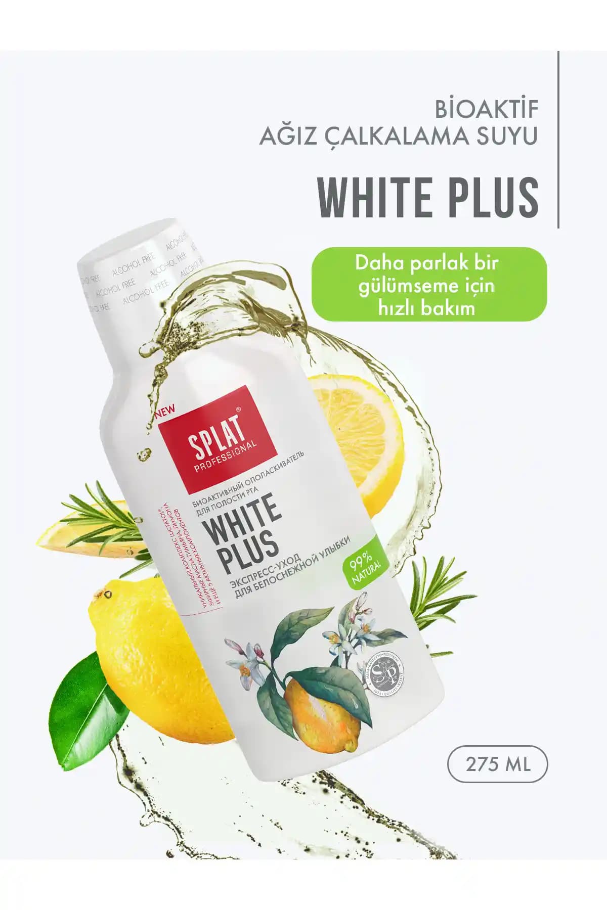 Splat White Plus Ağız Çalkama Suyu Beyazlık ve Ferahlık Sağlayan Güvenli Formül
