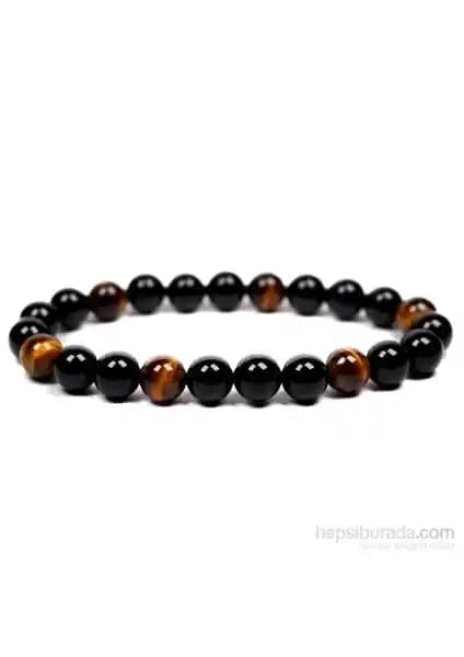 Takıcadde Gerçek Siyah Oniks ve Kaplan Gözü Doğal Taş Bileklik: Şıklık ve Doğallığın Buluşması