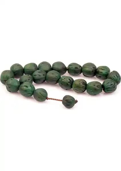 Taş Sanğı Yeşil Renk Kokulu Andız Ağacı Tesbih 14 Mm Doğal ve Benzersiz Tasarım