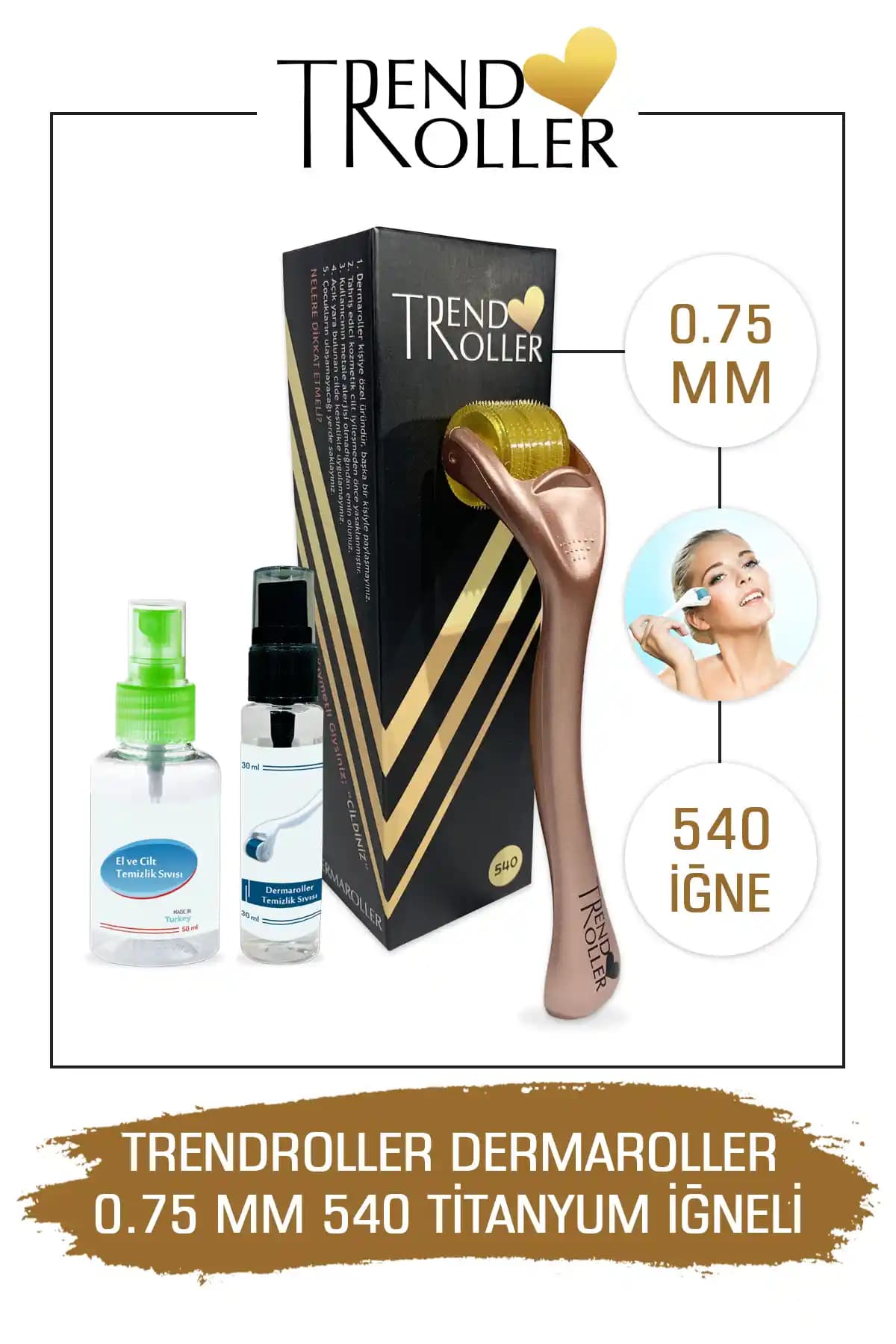 Trendroller Dermaroller 0.75mm Titanyum ile Cilt Yenileme ve Gençleştirme Çözümü