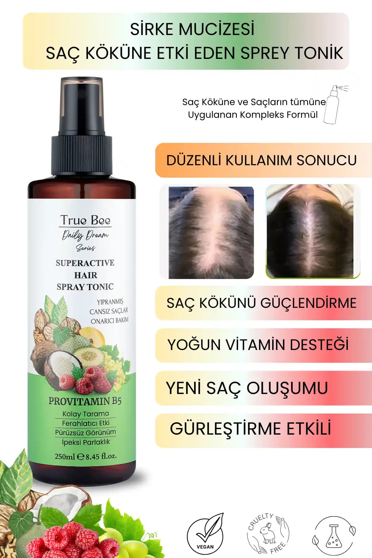 True Bee Daily Dream Serisi Dökülme Karşıtı Sirkeli Tonik ile Saç Sağlığınızı Güçlendirin