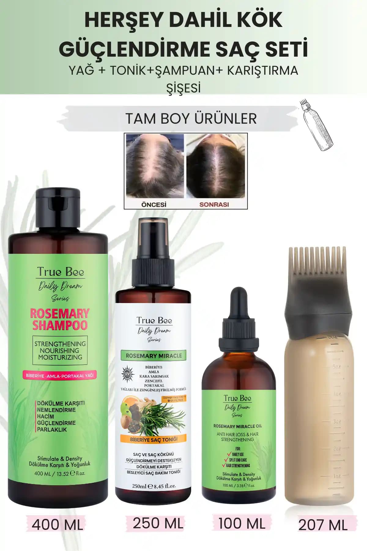 True Bee Günlük Rüya Serisi Saç Bakım Seti Kök Güçlendirme ve Uzama Destekli 750 ml