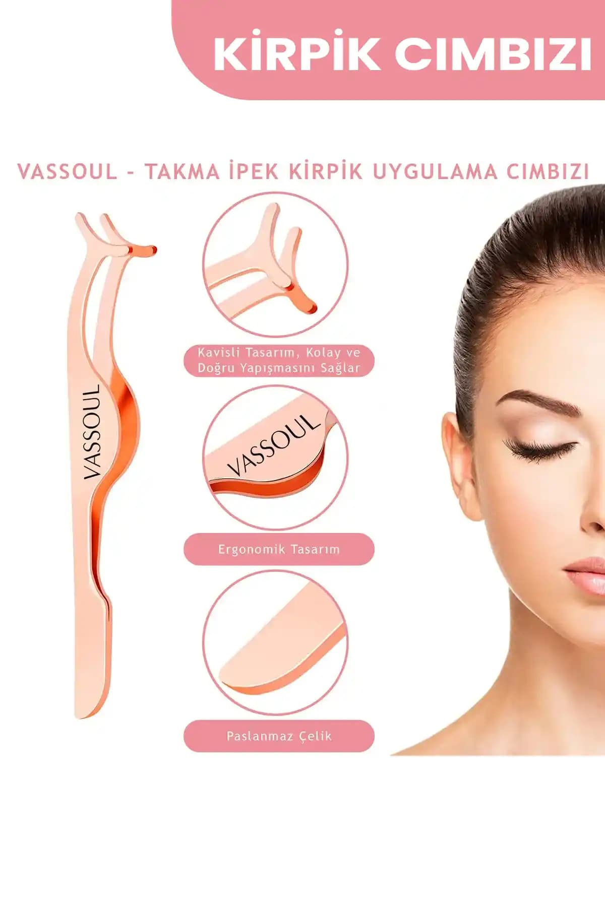 Vassoul Paslanmaz Çelik Takma Kirpik Cımbızı: Dayanıklı ve Ergonomik Tasarım ile Profesyonel Uygulama