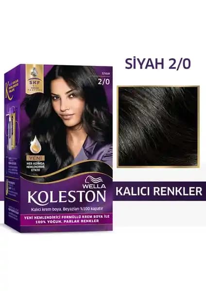 Wella Koleston Kit Siyah Saç Boyası 2/0 ile Kalıcı ve Parlak Siyah Renk Sağlama