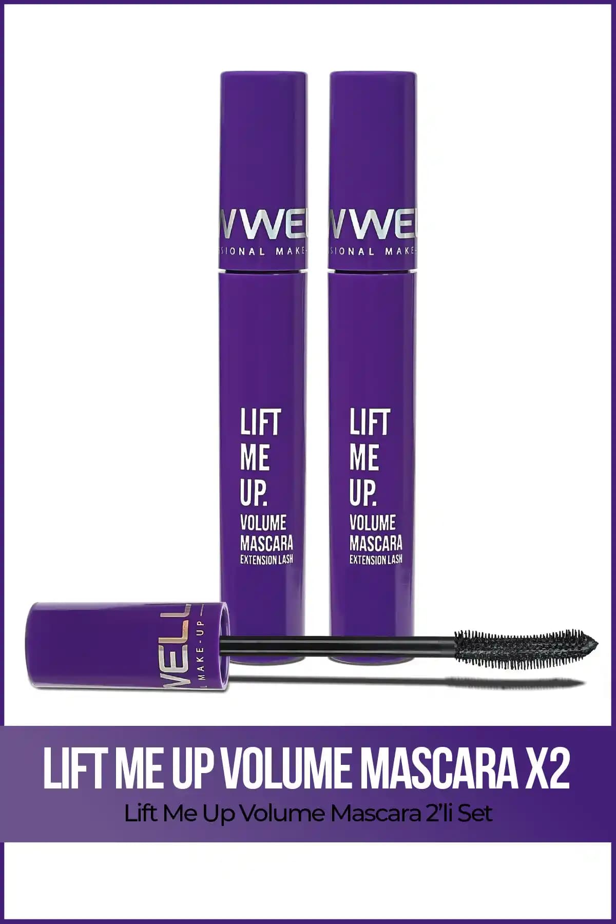 Yeni Well 2x Lift me up Volume Maskara 8 ml İkili Set ile Dolgun ve Uzun Kirpikler