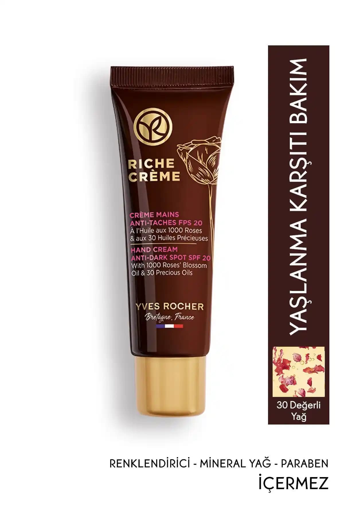 Yves Rocher Riche Creme Yaşlanma Karşıtı ve Onarıcı El Kremi Doğal İçeriklerle Güçlendirici Bakım