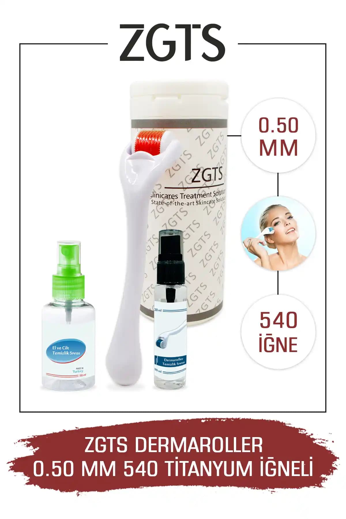 Zgts Dermaroller 0,50 Mm Titanyum Mikro İğneli Cilt Yenileme Aracı
