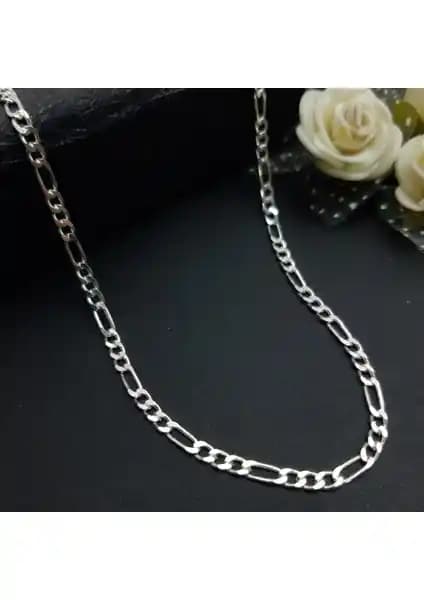 925 Ayar Gümüş Erkek Figaro Model Zincir 3 mm Dayanıklı ve Şık Tasarım