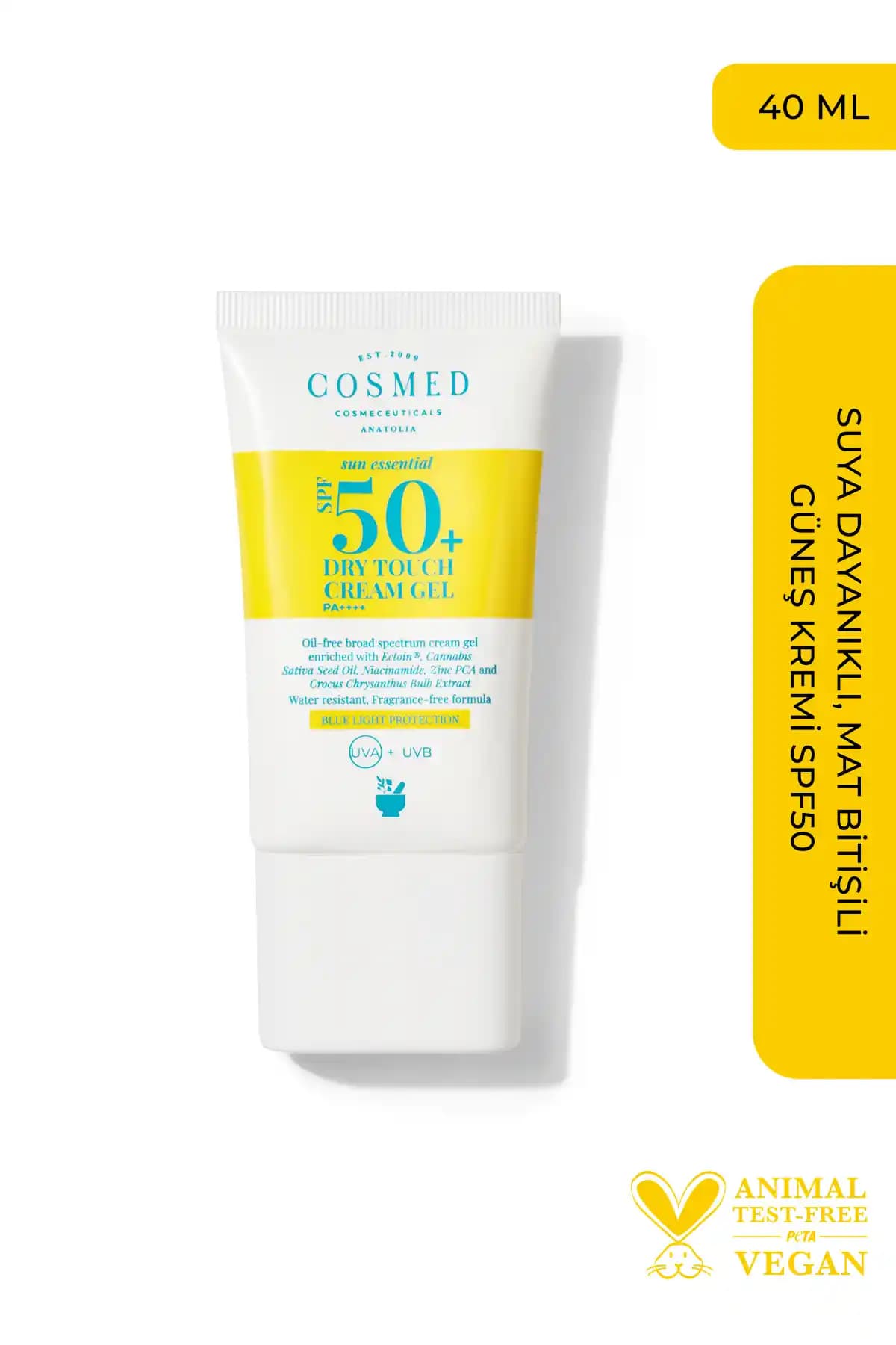 COSMED Sun Essential Dry Touch SPF 50+ Güneş Koruyucu Jel Hızlı Emilen ve Doğal İçerikli Ürün