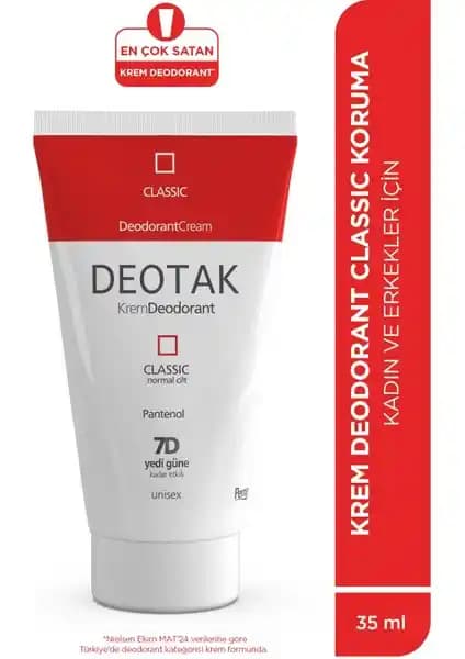 Deotak Klasik Krem Deodorant Günlük Kullanım İçin Güvenilir Ter Kokusu Önleyici